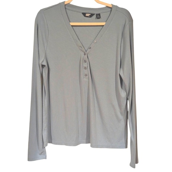 Lands' End Tops - Lands End Blue Ribbed Henley Long Sleeve Shirt Size Lg Y2K Twilight bella style